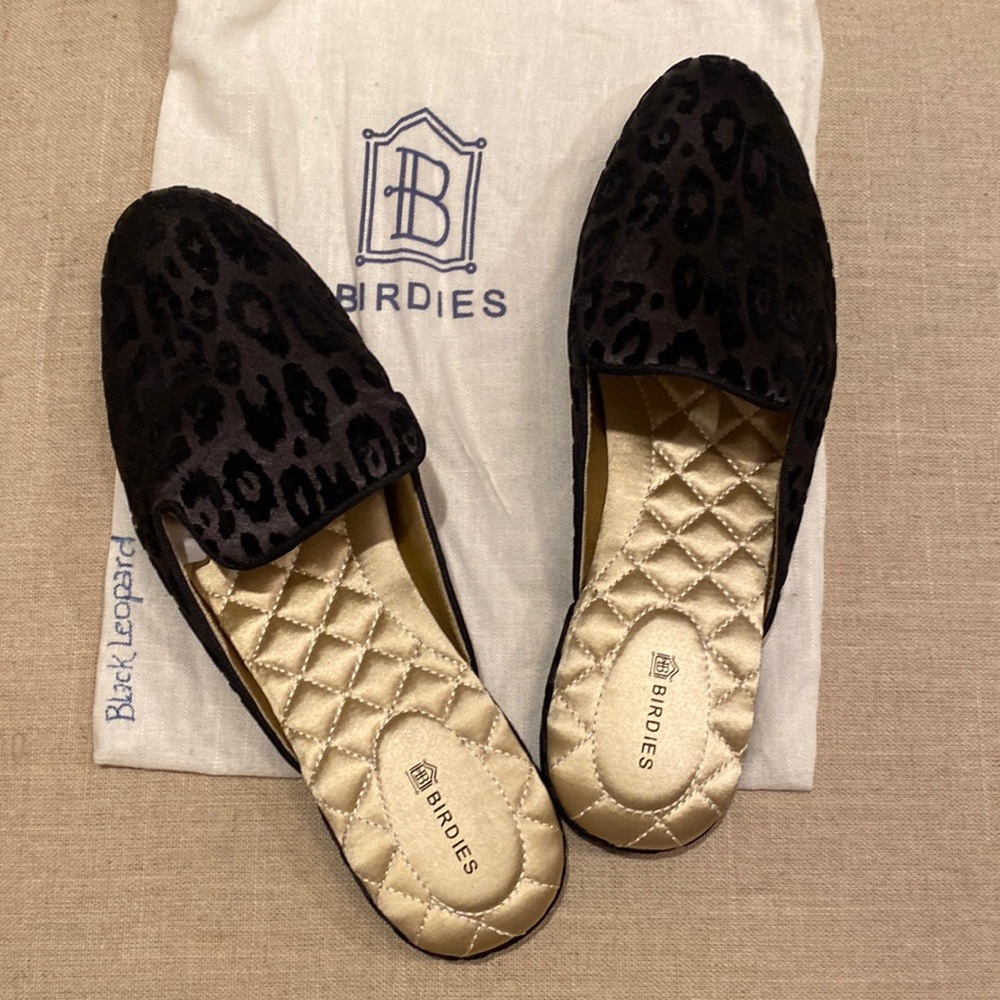 Birdies The Phoebe Slipper, Black Leopard Velvet Mules size 8 - Picture 4 of 6